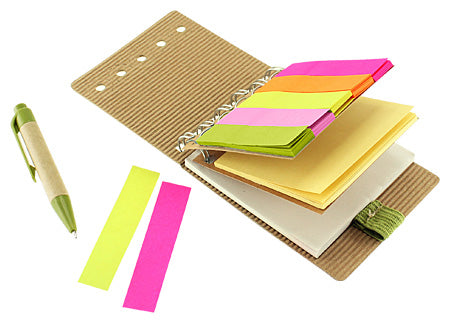 Set de notas ecológicas que incluye un bolígrafo ecológico . Venta minima 24 set