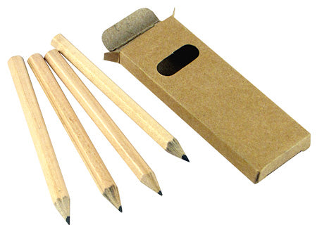 Set de 4 lapices grafito negro de forma hexagonal. Venta minima 100 set