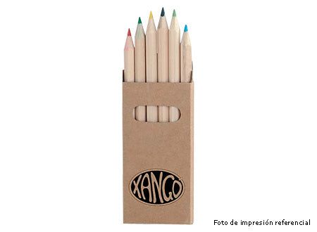 Estuche de 6 lapices cortos de colores. PACK 12 ESTUCHES