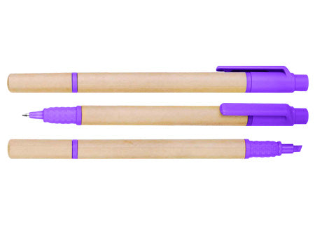 Boligrafo ecologico con destacador. PACK 50 UNIDADES