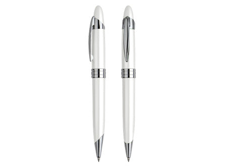 Bolígrafo Metálico White Pearl. Set de 25 unidades