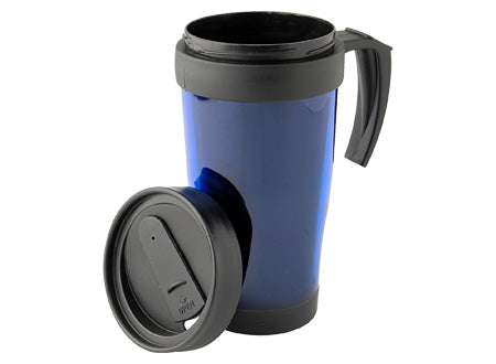 Mug Térmico Plástico 450cc., con tapa antivuelco. Set de 12 unidades