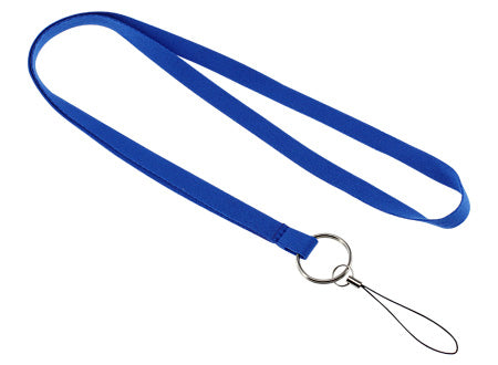 Lanyard de polyester liso con terminal llavero + porta-accesorios (pendrive o celular). Set de 100 unidades