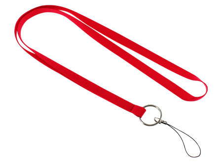 Lanyard de polyester liso con terminal llavero + porta-accesorios (pendrive o celular). Set de 100 unidades
