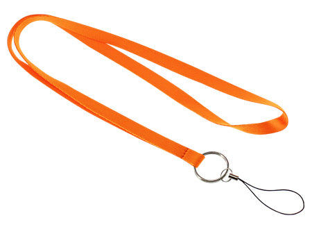 Lanyard de polyester liso con terminal llavero + porta-accesorios (pendrive o celular). Set de 100 unidades