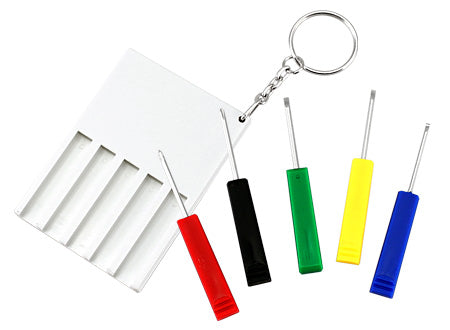 Llavero que incluye conjunto 5 mini destornilladores. Set de 50 unidades