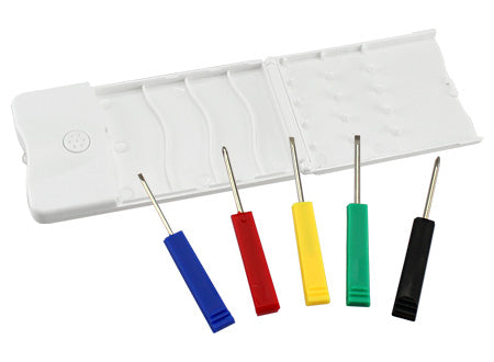 Set de cinco mini destornilladores de precision con linterna Led. Venta minima 50 Set