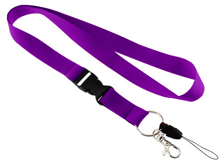Lanyard Porta-Credencial de polyester liso de 2 cms. Set de 100 unidades