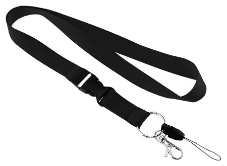 Lanyard Porta-Credencial de polyester liso de 2 cms. Set de 100 unidades
