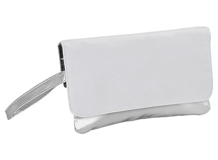 Elegante cosmetiquero en tono plateado, tapa blanca para sublimacion. Set de 6 unidades