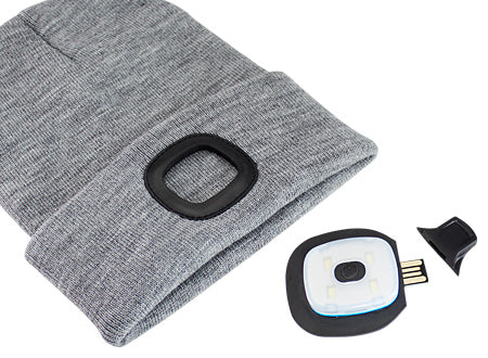 Gorro de lana con literna LED integrada con 3 niveles de iluminacion