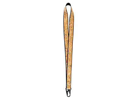 Lanyard porta-credencial de poliéster negro, emplacado en lámina de corcho. Set de 100 unidades