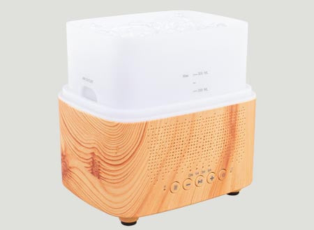 Difusor de Aroma "Lujoso", con luz ambiental, reloj despertador y altavoces.