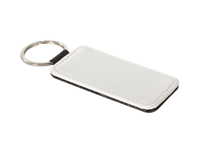 Llavero rectangular sublimación con PU blanco. Presentacion bolsita transparente. Set de 12 unidades