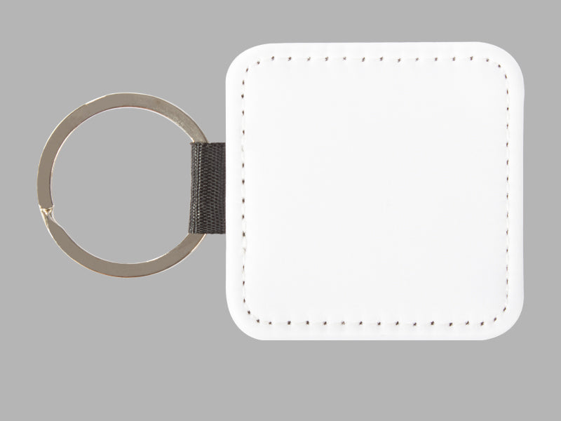 Llavero cuadrado de PU blanco para sublimación. Set de 12 unidades