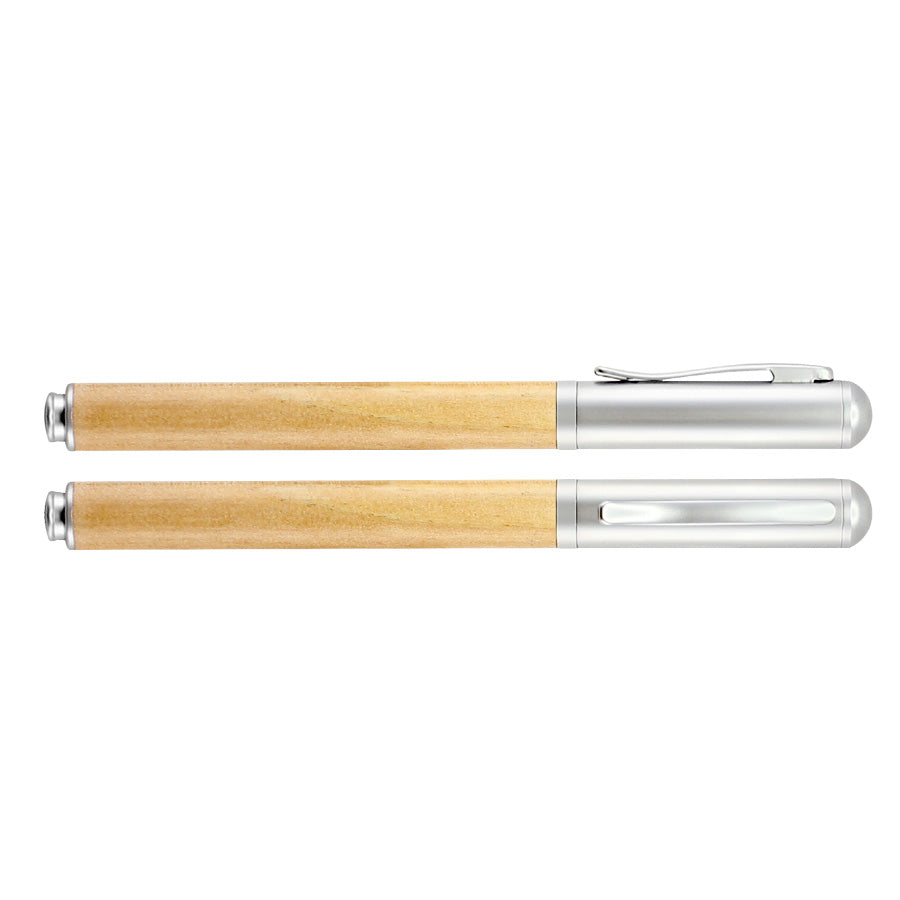 Roller Pen Ejecutivo de Madera de Bamboo con tapa metálica satinada. Pack de 6 unidades