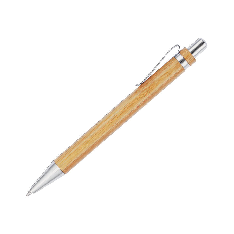 Bolígrafo de Madera de Bambú, con clip metálico. Pack de 10 unidades
