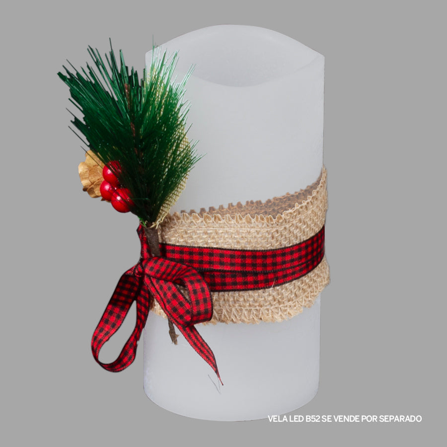 Adorno navidad para vela de 7.3 de diametro. No incluye vela. Pack de 12 unidades