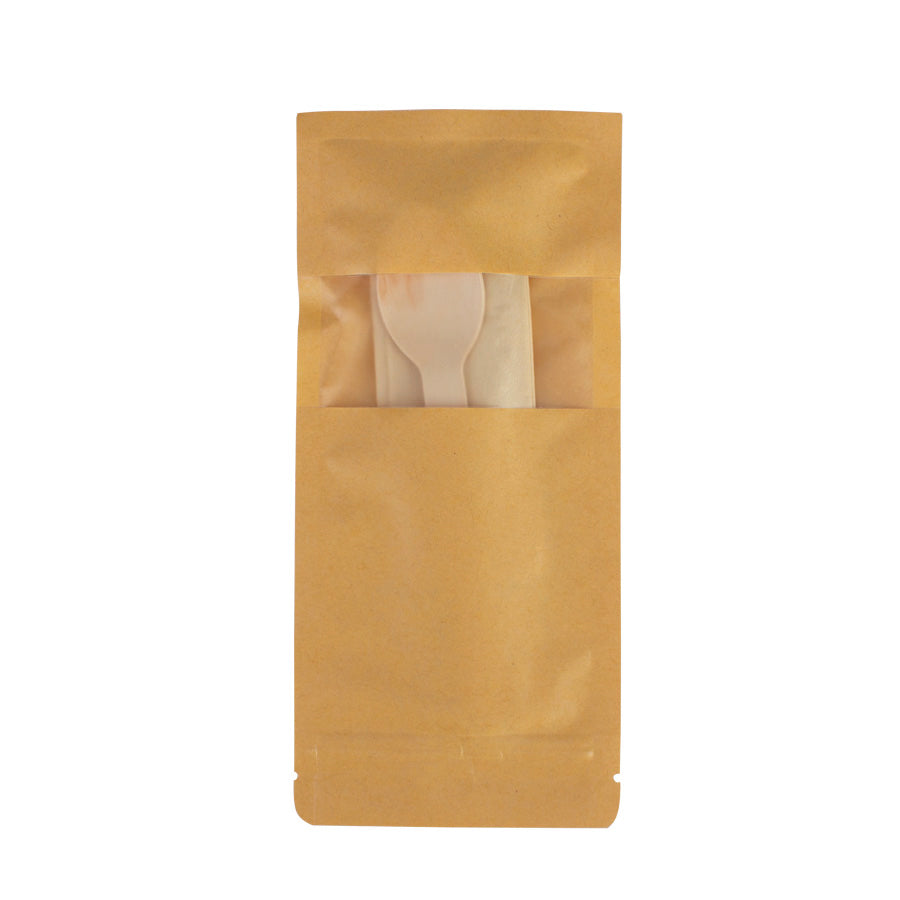 Bolsa Zip de 3 cubiertos Sustentable ; Cuchillo,Tenedor, cuchara + servilleta. Pack de 50 bolsa