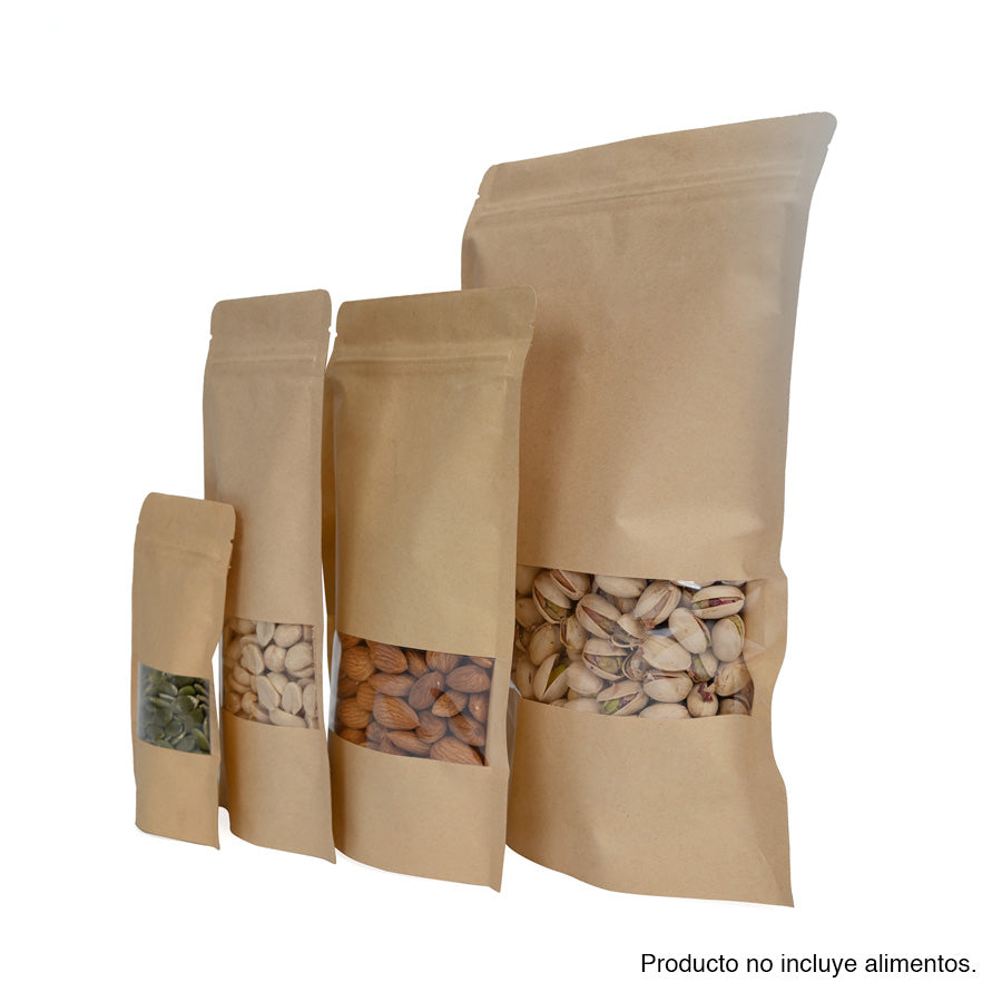 Set de 24 unidades de Bolsa doypack 80ml de papel kraft, para Alimentos. 9x 13.8x2.6cm