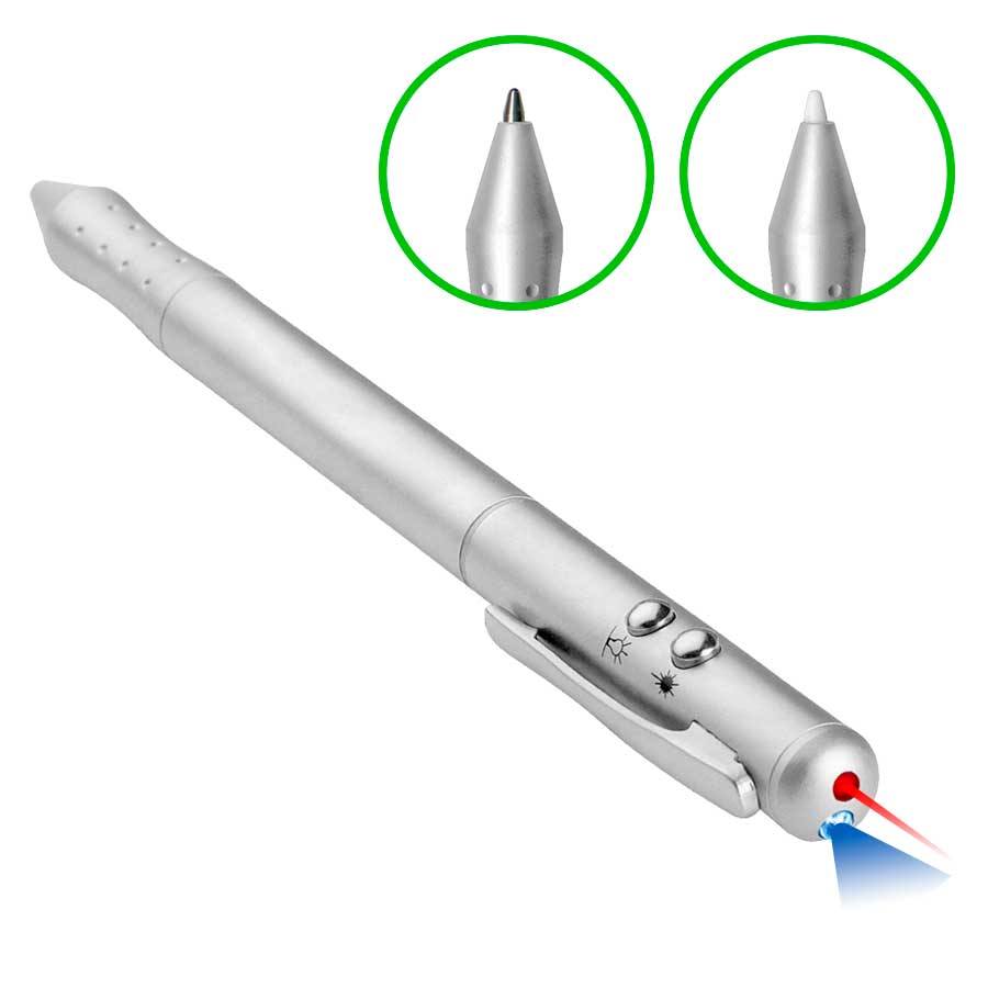 Bolígrafo metálico multi-función 4 en 1. Pack de 6 unidades