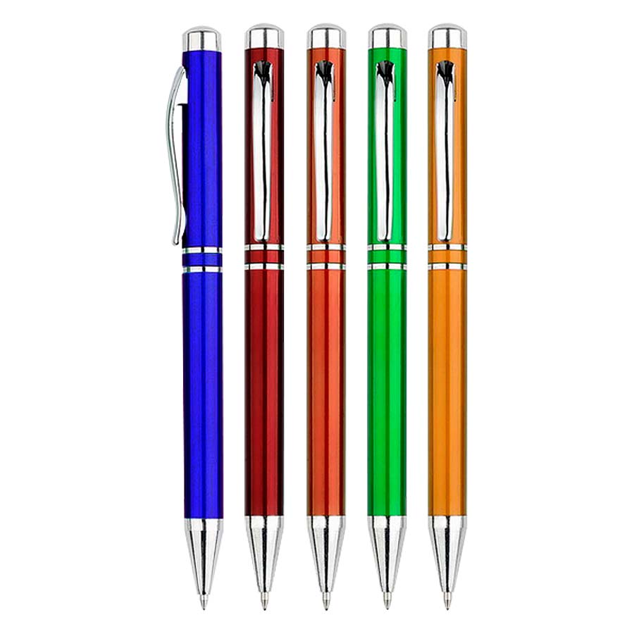 Bolígrafo plástico «Prime» con cuerpo de color metalizado. Pack 50 unidades