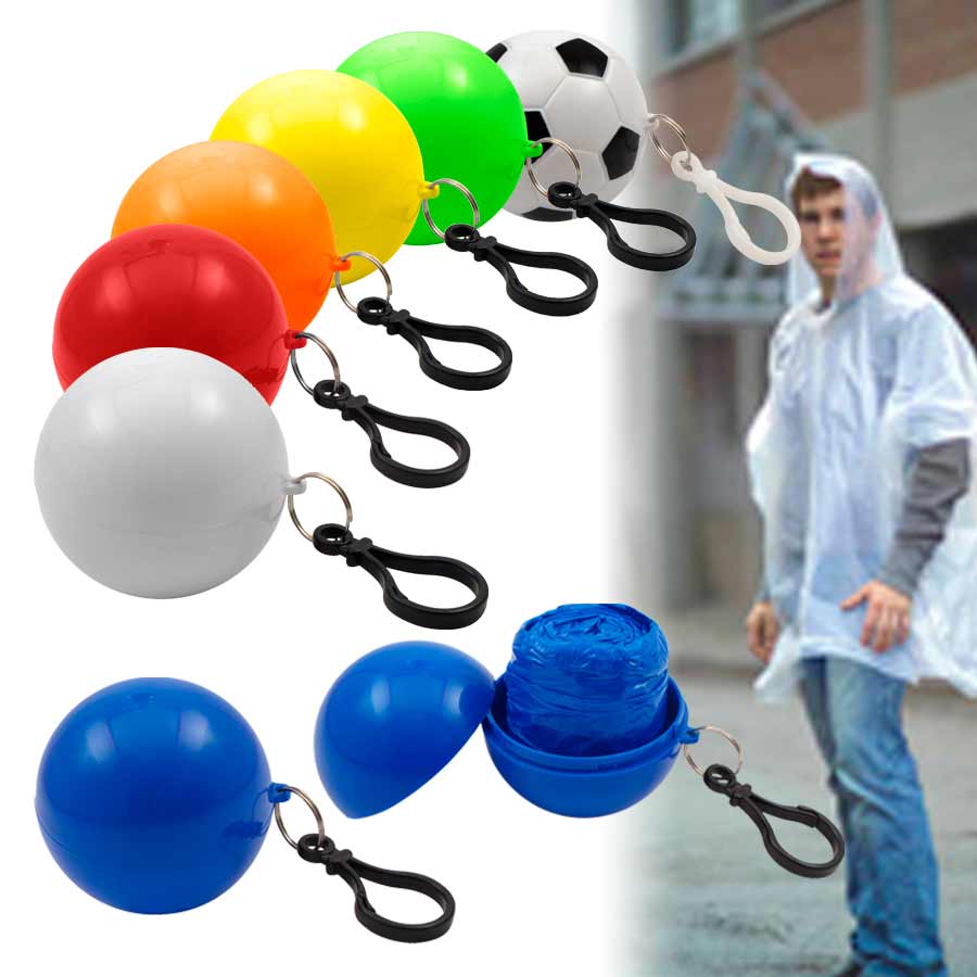 Capa de Agua (Poncho) comprimido en pelota plástica desmontable. Pack de 24 unidades