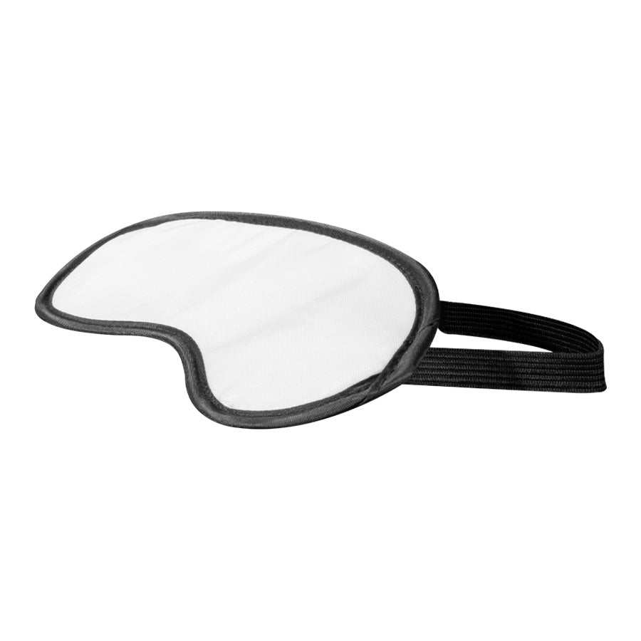 Antifaz (máscara de descanso) de Poliéster blanco/ base y elástico negros. pack 12 unidades