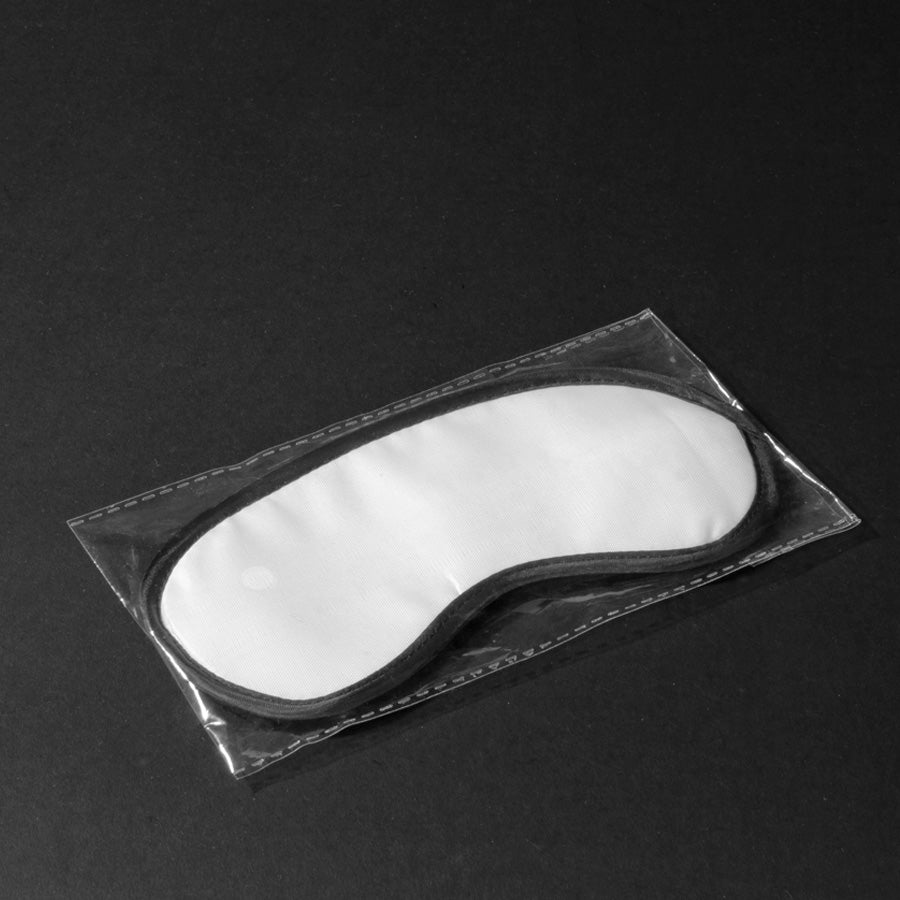 Antifaz (máscara de descanso) de Poliéster blanco/ base y elástico negros. pack 12 unidades