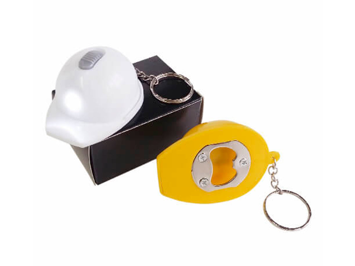 Llavero casco destapador con luz Led . Pack 50 unidades
