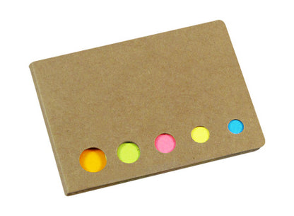 Soporte para banderitas adhesivas en una base de cartón reciclado de colores. Set de 100 unidades