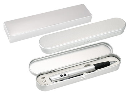 Bolígrafo de plástico con funcionalidad 3 en 1. (boligrafo, linterna LED, punteo laser). Set de 12 unidades