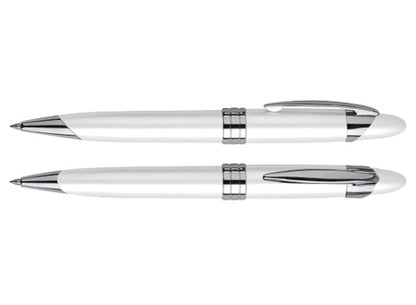 Bolígrafo Metálico White Pearl. Set de 25 unidades
