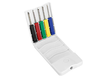 Set de  cinco mini destornilladores de precision con linterna Led. Venta minima  50 Set