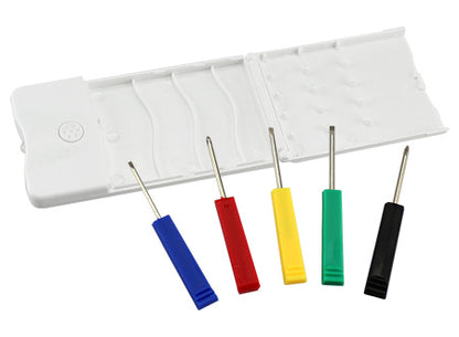 Set de  cinco mini destornilladores de precision con linterna Led. Venta minima  50 Set