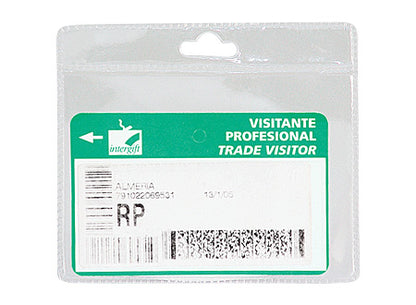 Porta credencial HORIZONTAL. Tamaño tarjeta de credito PVC. Set de 100 unidades