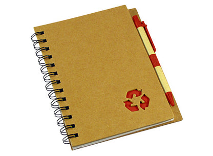 Cuaderno de estilo ecológico con cubiertas rígidas hechas de cartón reciclado . Set de 25  unidades