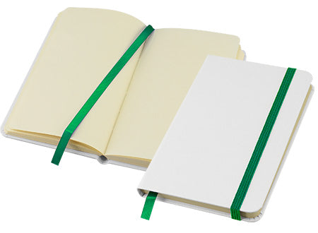 Libreta A6 de modelo "Whiteskine", fabricada en cartón piedray forrada PU. Set 12 unidades