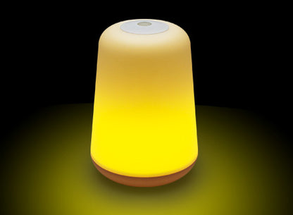 Lámpara de mesa con luz LED de tono cálido y amarillo, que se puede quitar.