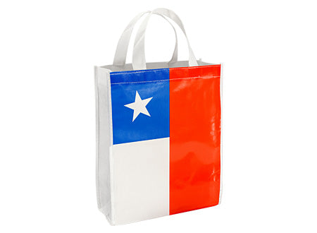 Bolsa TNT bandera Chilena. Tamaño:25 x 30 x 8 cm. Set de 100 unidades