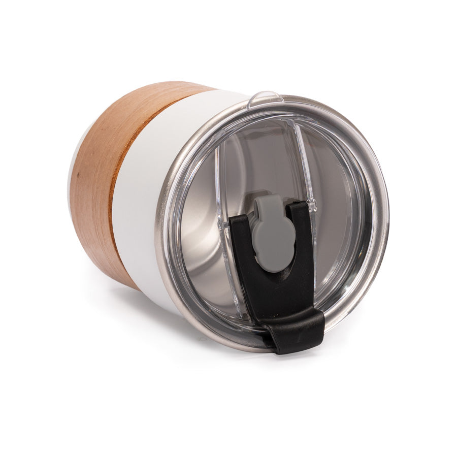 Vaso Térmico metálico "CAMP" 300cc. con Bombilla y Grip de Madera. PACK DE 4 UNIDADES