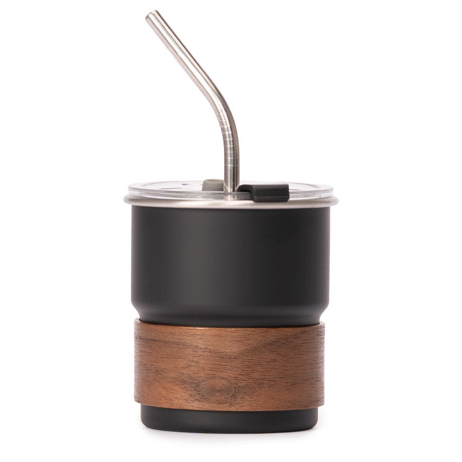 Vaso Térmico metálico "CAMP" 300cc. con Bombilla y Grip de Madera. PACK DE 4 UNIDADES