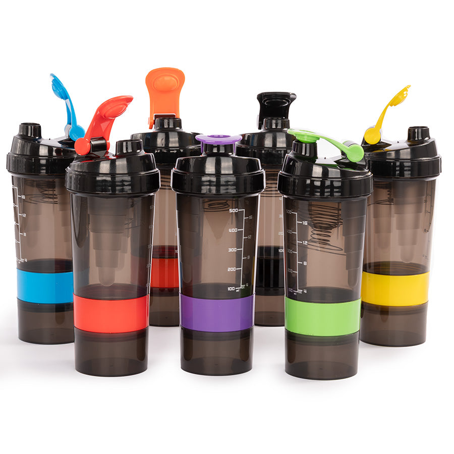 Vaso Gym para batidos proteína "SHAKE", con 4 compartimentos. PACK 50 Unidades