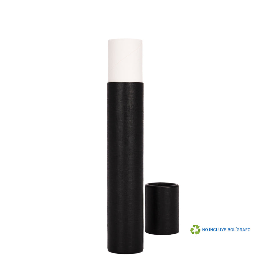 Tubo Porta-Lápiz o Bolígrafo, en cartón forrado negro. PACK de 100 UNIDADES